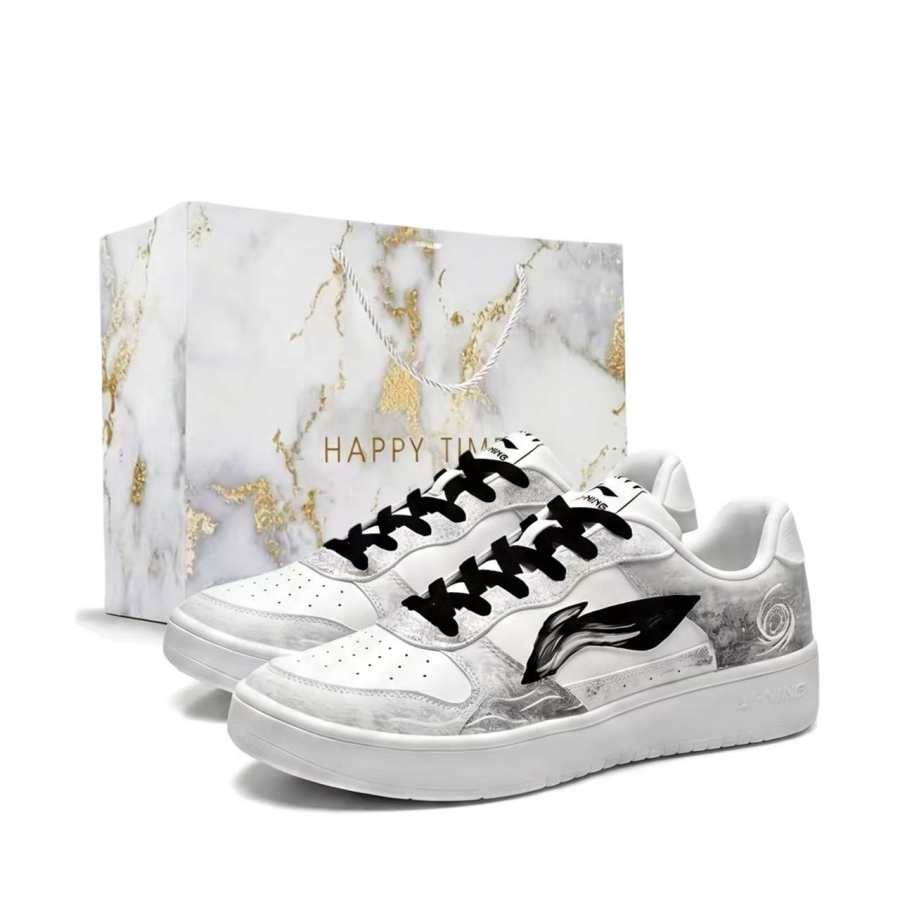 Li-Ning Li Ning Skateboard Shoes Men's Low Top Black White Gray