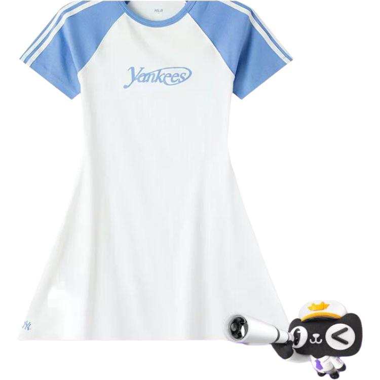 MLB Short Sleeved Dresses Women's White Crew Neck Moderate Short Skirt