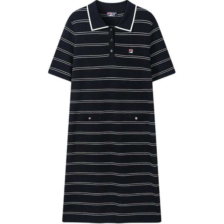 FILA Short Sleeved Dresses Women's Polo Collar Moderate Short Skirt