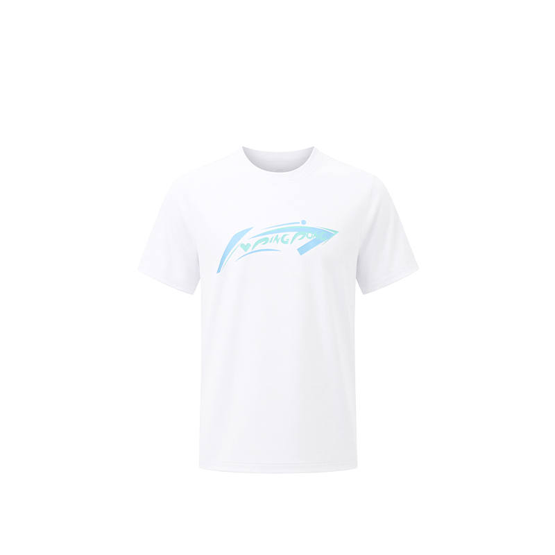 Li-Ning Li Ning T Shirts Unisex White Crew Neck Moderate