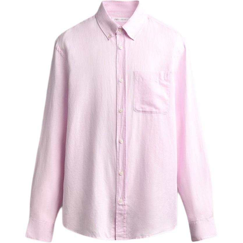 ZARA Shirts Men's Pink Lapel Moderate Straight Fit