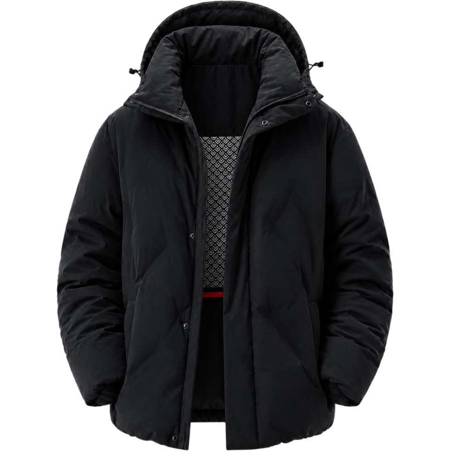 YALU Down Jackets Unisex Hooded Fleece Lined
