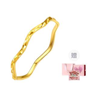 ZHOU LIU FU 5G Ripple Lathe Carved Plain Band Solid Gold Priced In Gram Gold Ring Women's