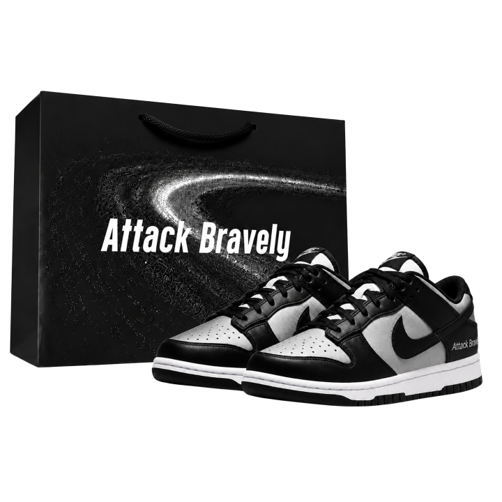 Nike Nike Dunk Skateboard Shoes Unisex Low Top Black & Silver White Color Block