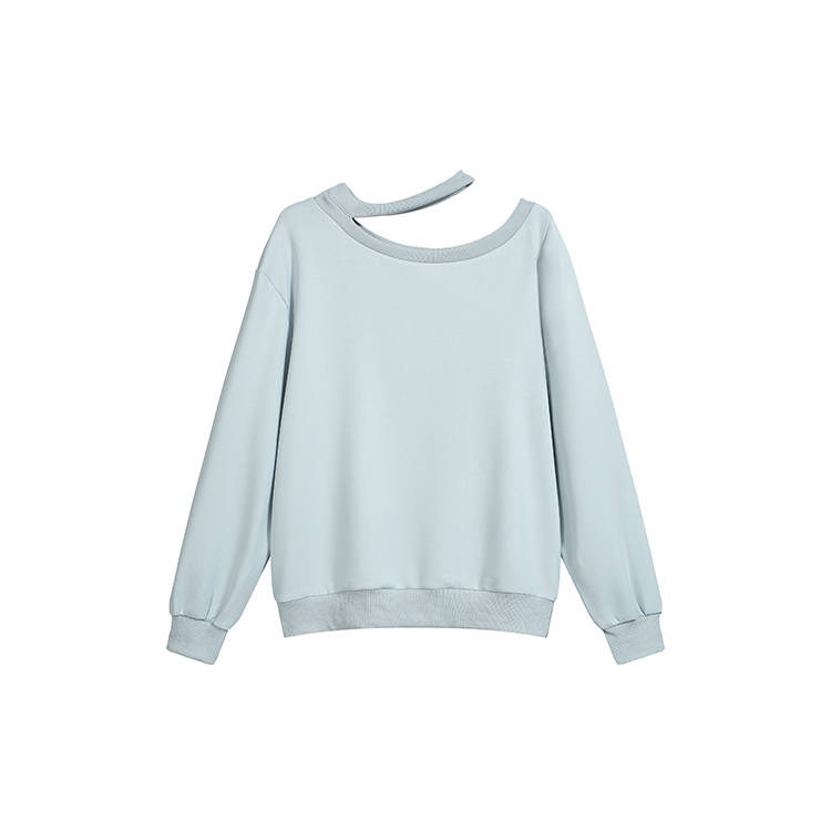 TUSHIFEI Sweatshirts Women's Blue Crew Neck Moderate Straight Fit