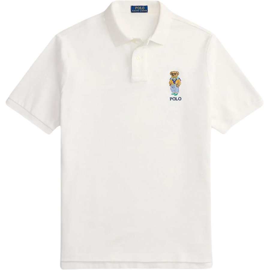 Polo Ralph Lauren Polo Bear Polo Shirts Men's White Polo Collar Moderate Straight Fit