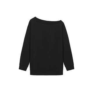TUSHIFEI Sweatshirts Women's Black Asymmetrical Collar Moderate Straight Fit