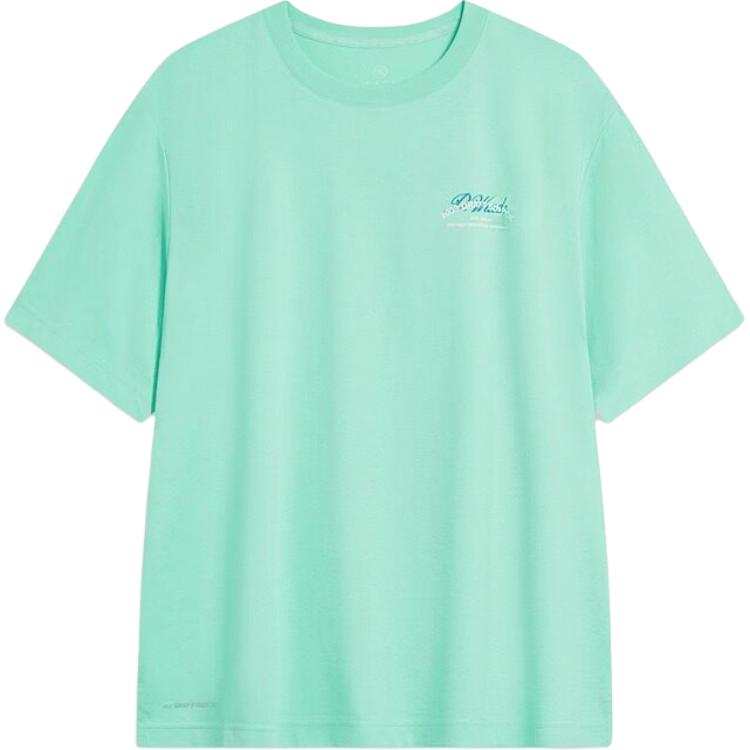 Li-Ning Li Ning T Shirts Men's Clear Water Teal AHST533 5 Crew Neck Moderate Straight Fit