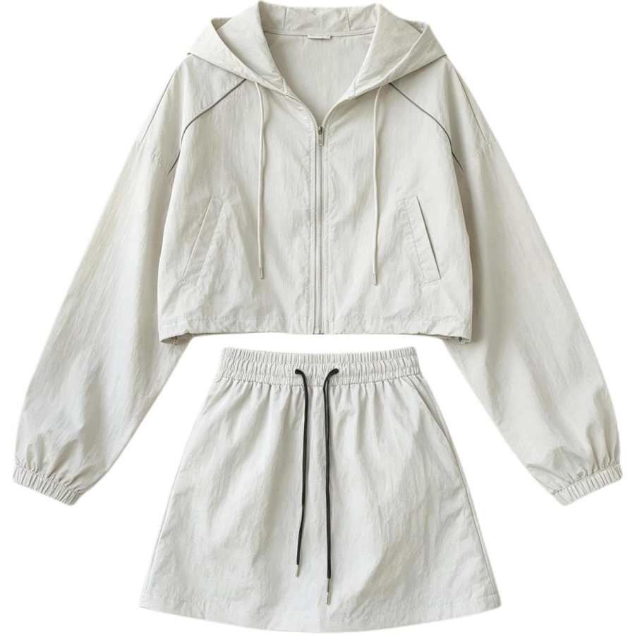 Cotton Gene Two Piece Skirt Sets Women's Lapel Moderate Short