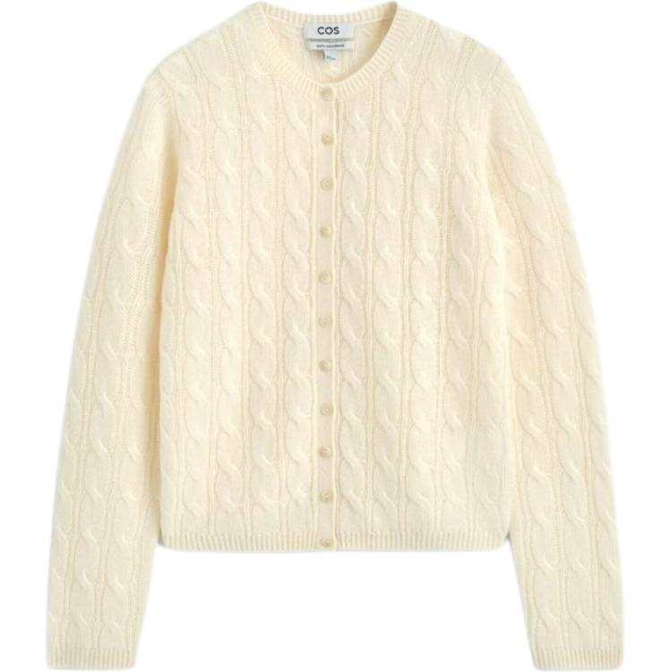 COS Cashmere Sweaters Women's Ivory White Crew Neck Moderate