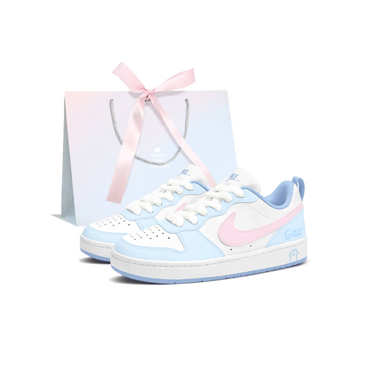 Nike Nike Court Borough Skateboard Shoes Women's Low Top Pink/Blue
