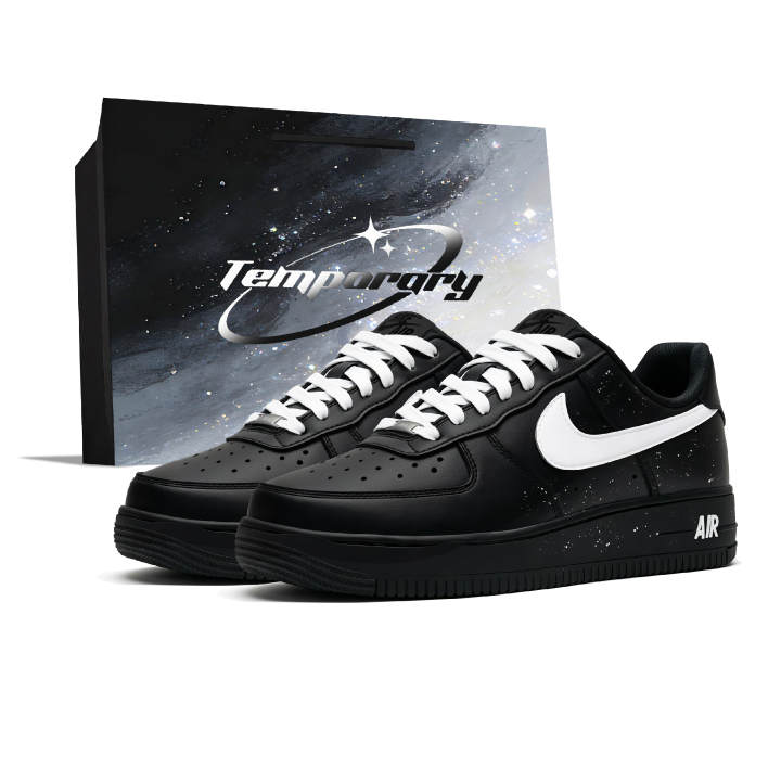 Nike Nike Air Force 1 Skateboard Shoes Men's Low Top Black White Starry Sky Ink Splatter Colorway