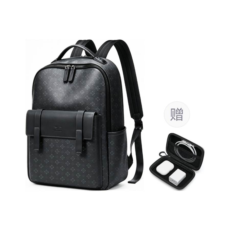 SEPTWOLVES SEPTWOLVES Artificial Leather Backpack Unisex Black