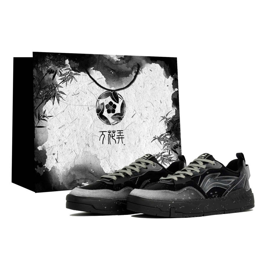 Li-Ning Li Ning Original Era Slip Resistant Abrasion Resistant Low top Skateboard Shoes Men's Black