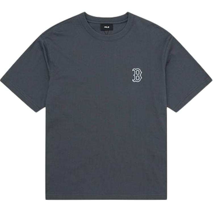 MLB T Shirts Unisex 3ATSM0763 43GRD/Boston Red Socks/Gray Crew Neck Moderate Straight Fit