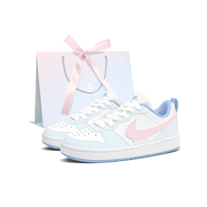 Nike Nike Court Borough Skateboard Shoes Women's Low Top Pink/Blue