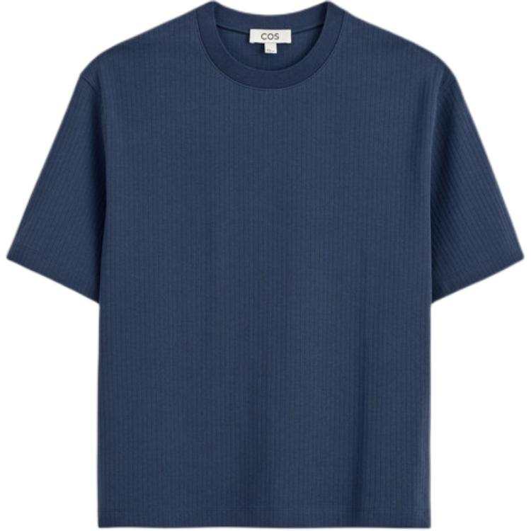 COS T Shirts Men's Navy Blue Crew Neck Moderate Straight Fit