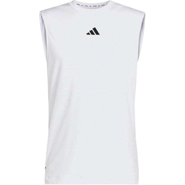 Adidas Adidas Tank Tops Men's White|KD0376 Crew Neck Moderate Straight Fit