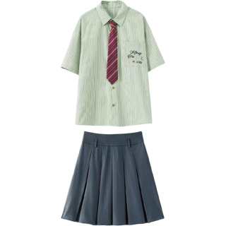 Cotton Gene Two Piece Skirt Sets Women's Polo Collar Moderate Short Skirt
