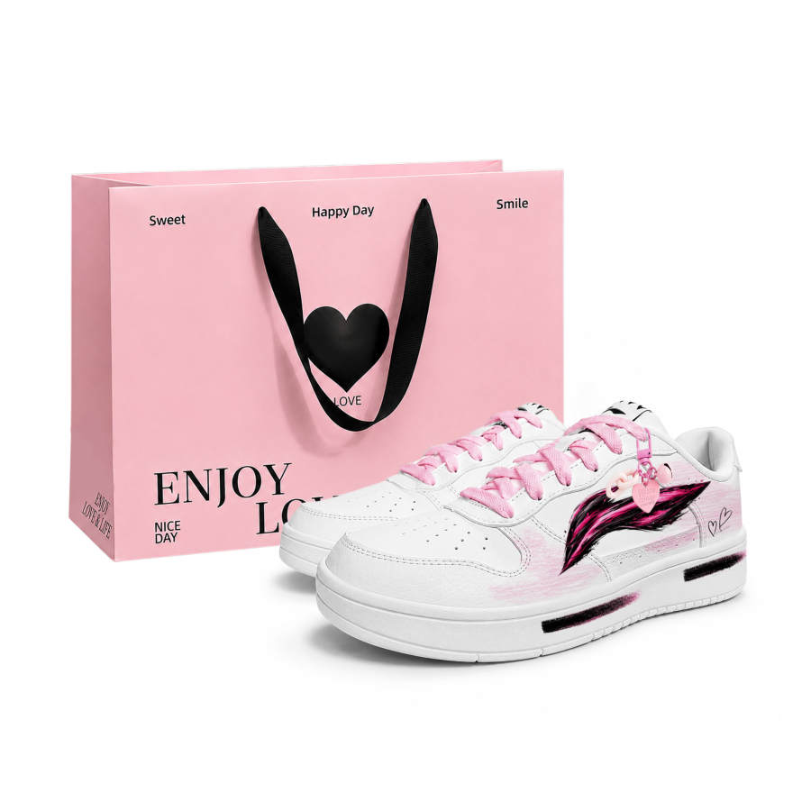 Li-Ning Li Ning Skateboard Shoes Unisex Low Top White Black Pink Color Block