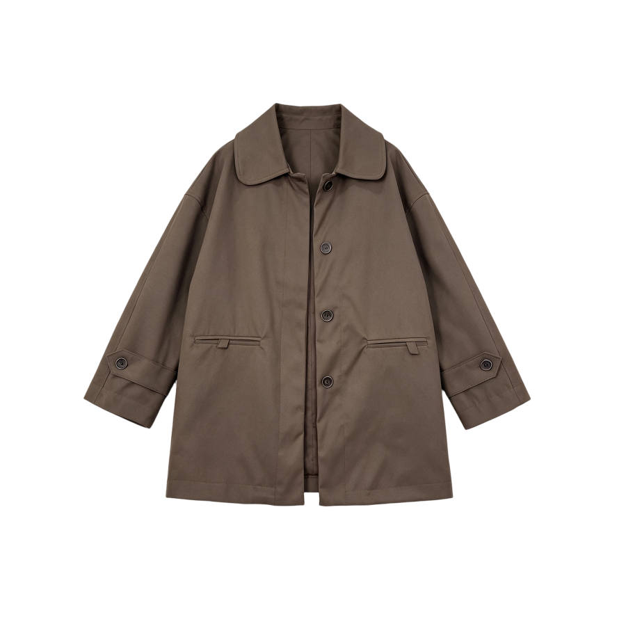 TUSHIFEI Trench Coats Women's Lapel Moderate Straight Fit