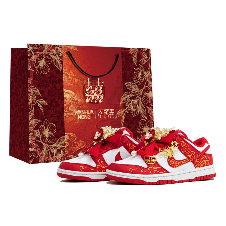 Nike Nike Dunk Flying Phoenix Slip Resistant Abrasion Resistant Low top Skateboard Shoes Women's Red