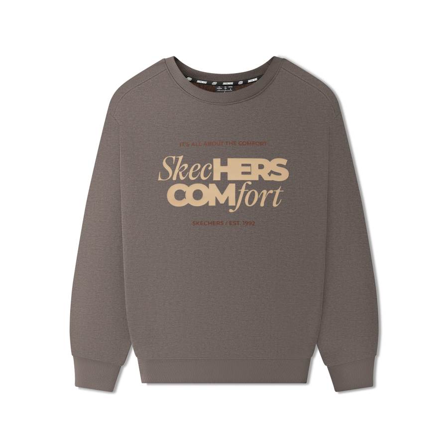 Skechers Sweatshirts Unisex Iron Brown 05QR Crew Neck Moderate
