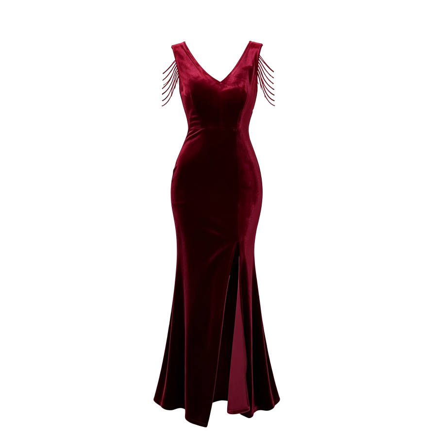 CPAURA Sleeveless Dresses Women's V Neck Moderate Long Skirt Bodycon Skirt