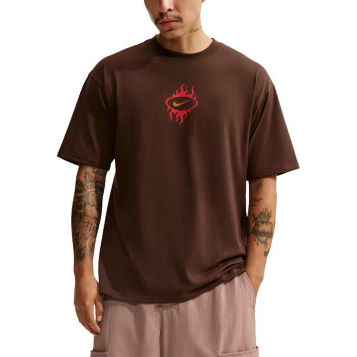 Nike Nike Sportswear T Shirts Men's Cacao Wow Crew Neck Moderate