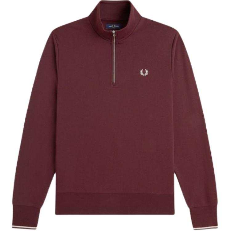 FRED PERRY Sweatshirts Unisex Ox Blood Red/Ecru Stand Collar Moderate Straight Fit