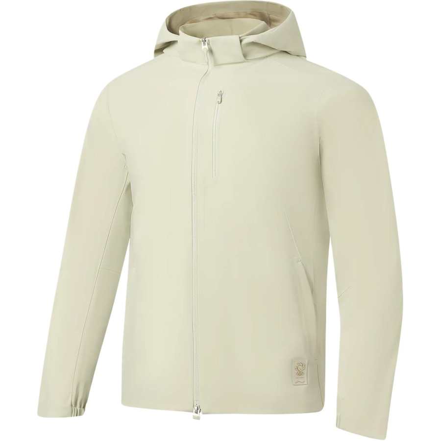 Li-Ning Li Ning Gold Logo | Trench Coats Men's Coconut Khaki Hooded Non Detachable Moderate Straight Fit