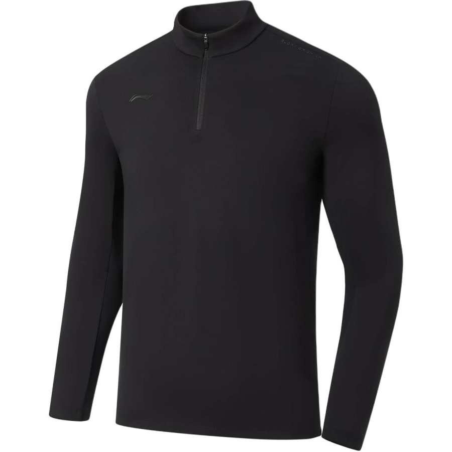 Li-Ning Li Ning Qingmu T Shirts Men's Black Stand Collar Moderate Straight Fit