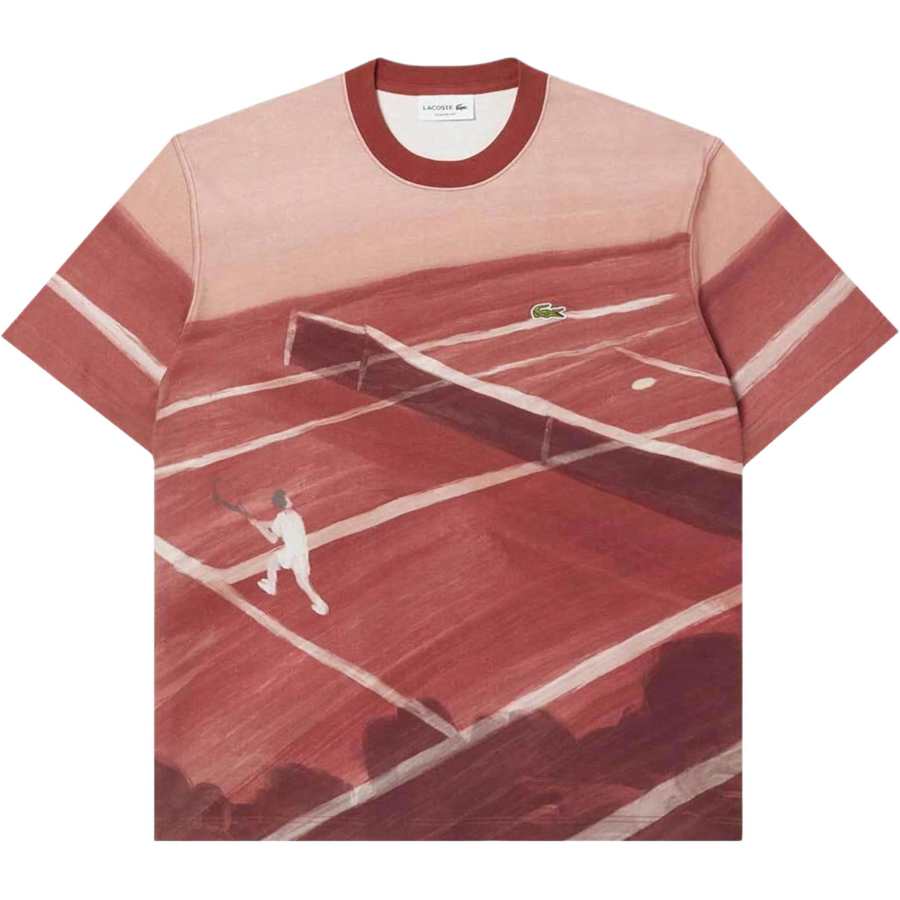 LACOSTE T Shirts Men's Burgundy/AFS Crew Neck