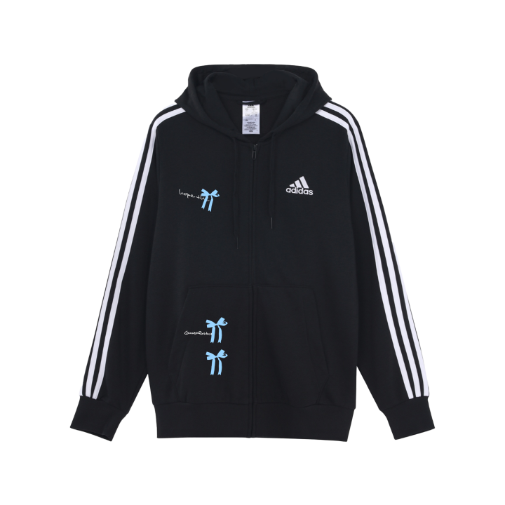 Adidas Adidas ESSENTIALS Jackets Unisex Black Hooded Non Detachable Moderate Straight Fit