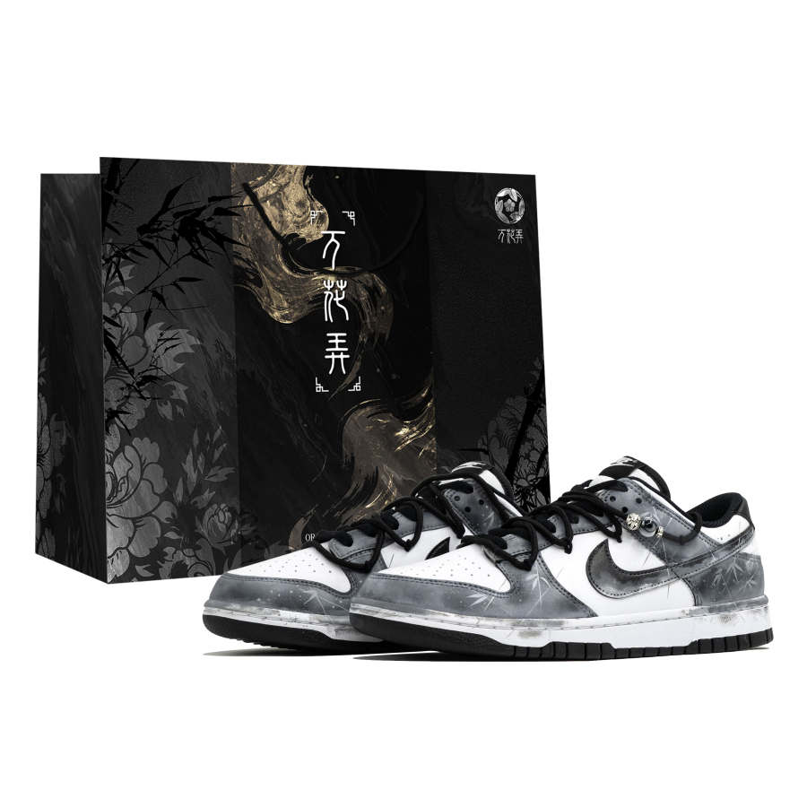 Nike Nike Dunk Wan Hua Nong, Zhu Yi, Shopping Bag Abrasion Resistant Low top Skateboard Shoes Men's Gray White