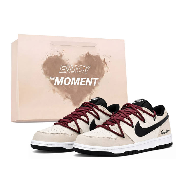 Nike Nike Dunk Skateboard Shoes Men's Low Top Black/Beige/Red