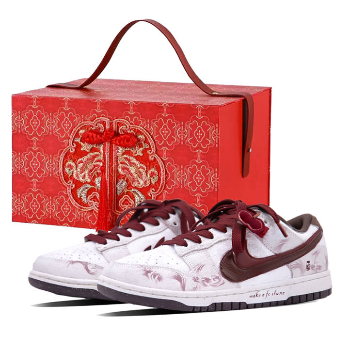 Nike Nike Dunk SB Skateboard Shoes Women's Low Top Dark Red White