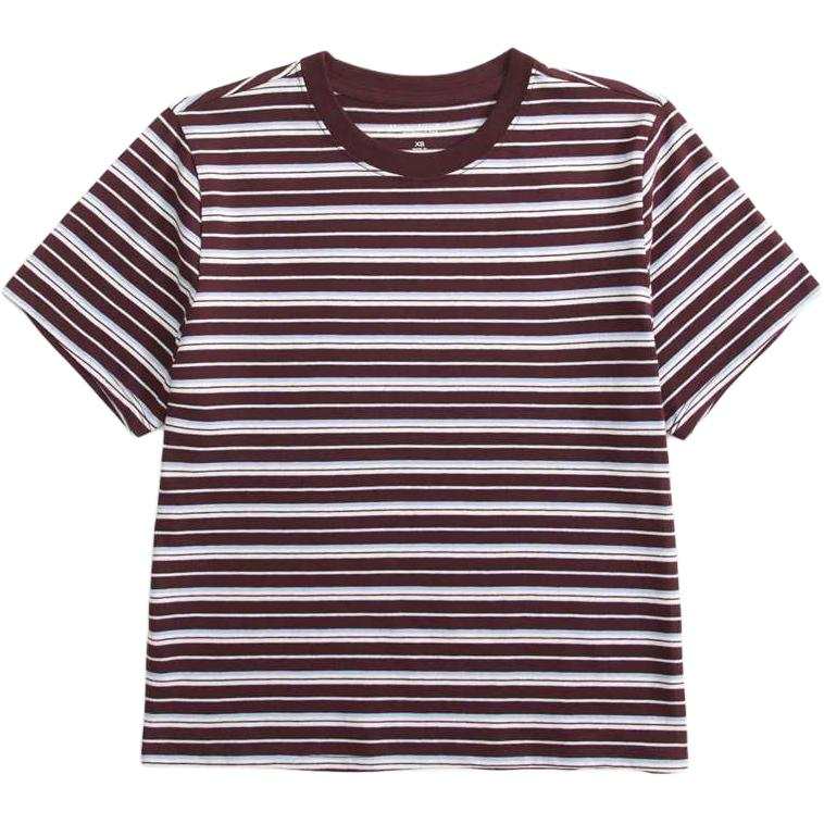 Abercrombie&Fitch T Shirts Women's Brown Stripes Crew Neck Straight Fit