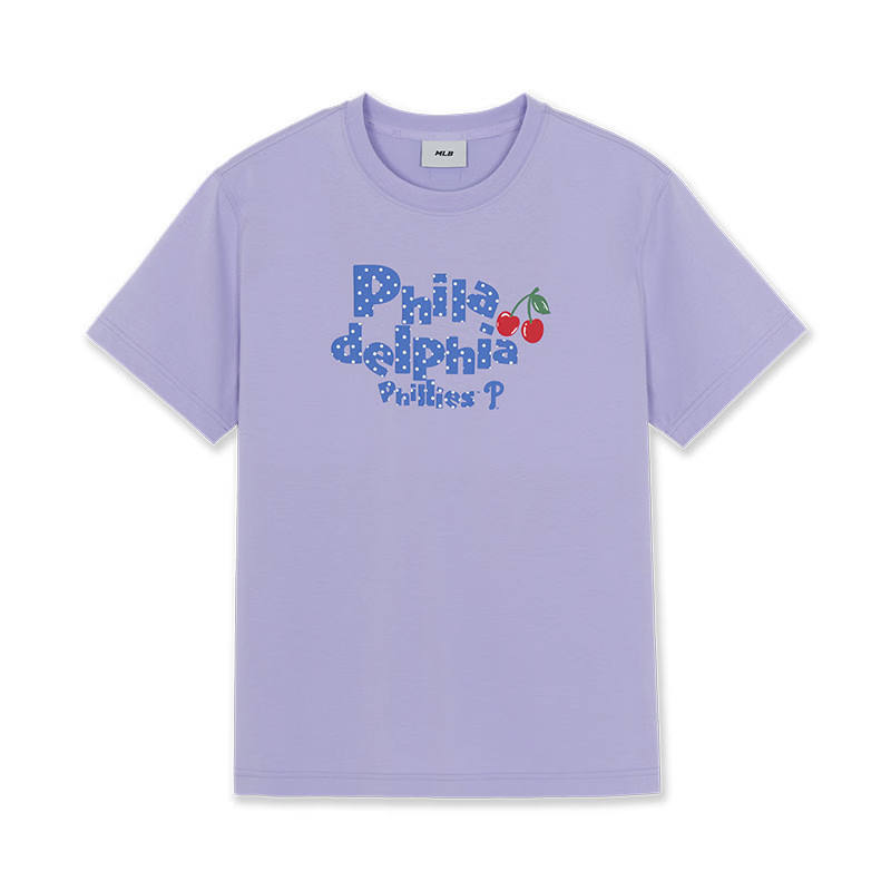 MLB T Shirts Unisex Philadelphia Phillies/Lavender Crew Neck Moderate Straight Fit