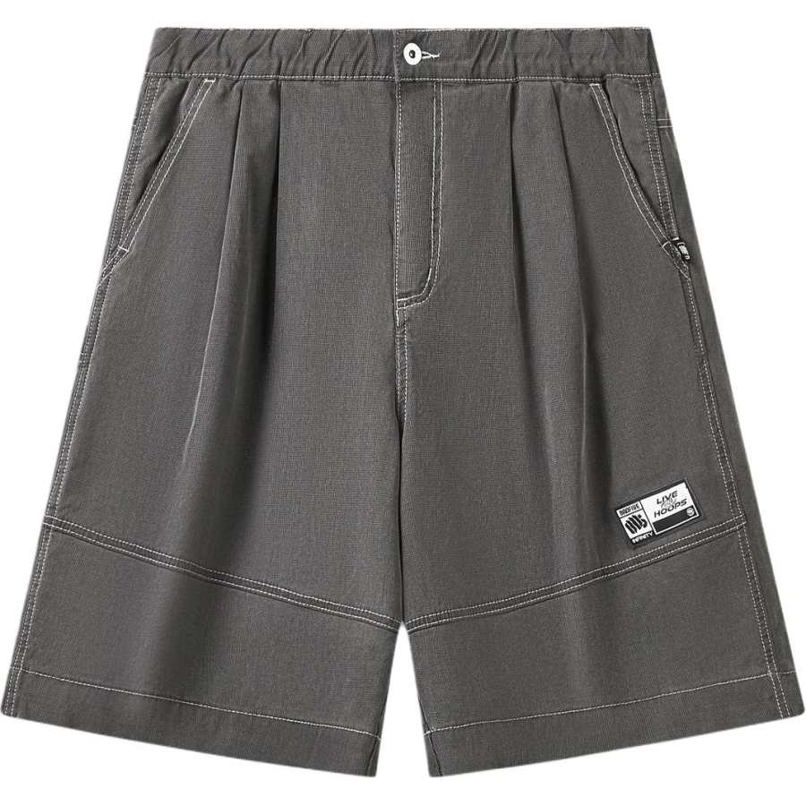 Li-Ning Li Ning BADFIVE Denim Shorts Men's Denim Light Gray Moderate Straight Fit Pants