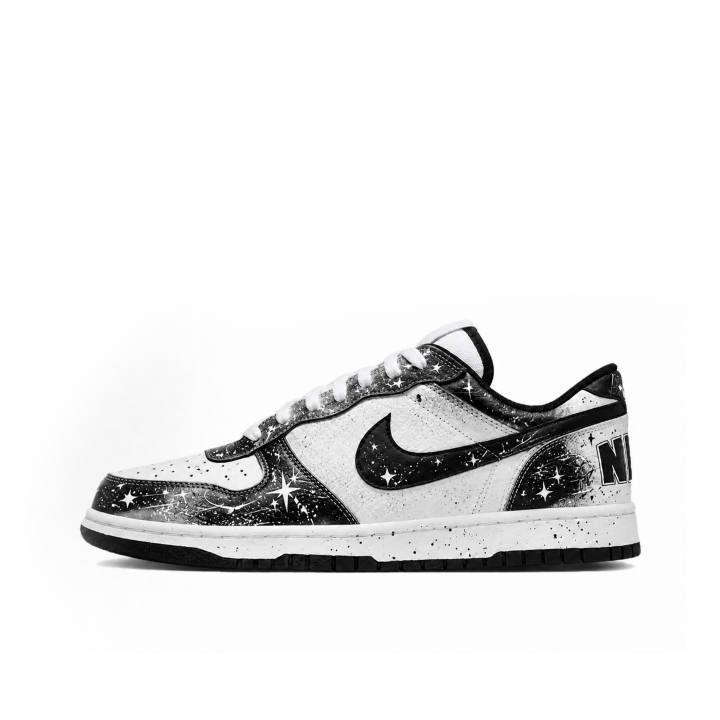 Nike Nike Big Skateboard Shoes Men's Low Top Black White Starry Sky Ink Splatter Colorway