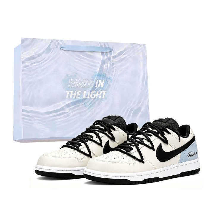 Nike Nike Dunk Skateboard Shoes Men's Low Top Black/Beige/Blue