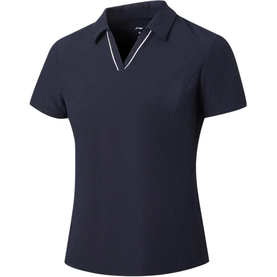 Li-Ning Li Ning Fitness Series Polo Shirts Women's Starry Blue Polo Collar Moderate Straight Fit