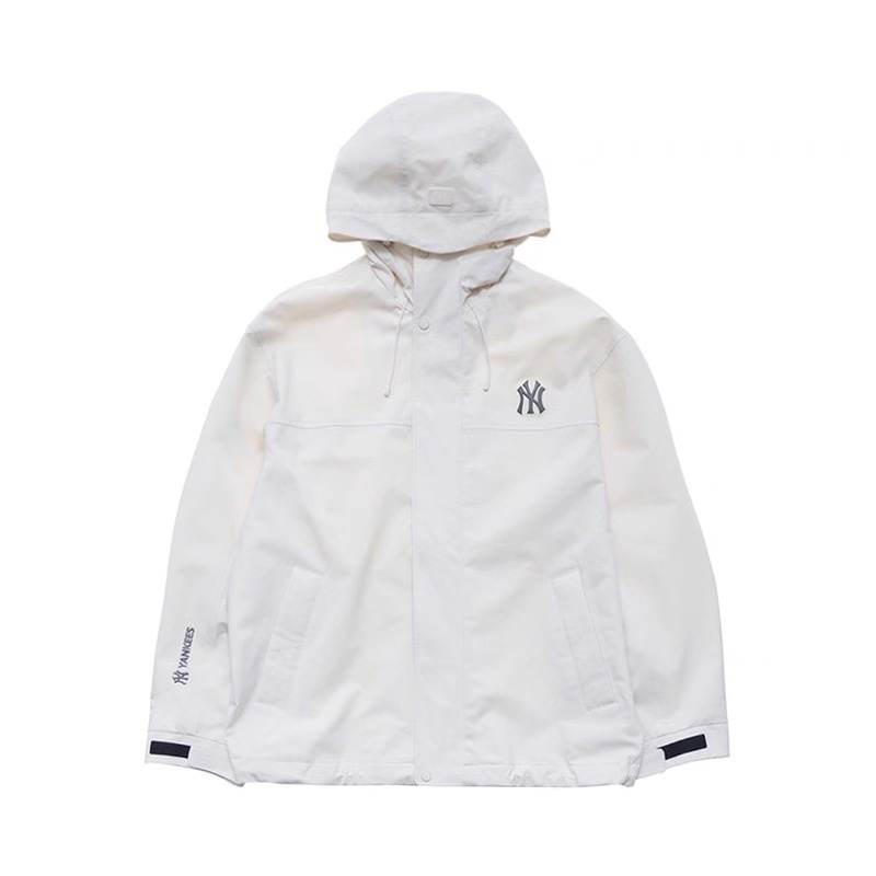 MLB New York Yankees Jackets Unisex Deep Ivory Hooded Non Detachable Moderate