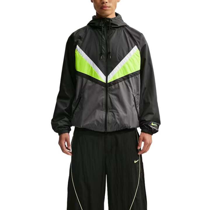 Nike Nike WINDRUNNER Jackets Men's Black/Iron Gray/Neon Yellow Hooded Non Detachable Moderate