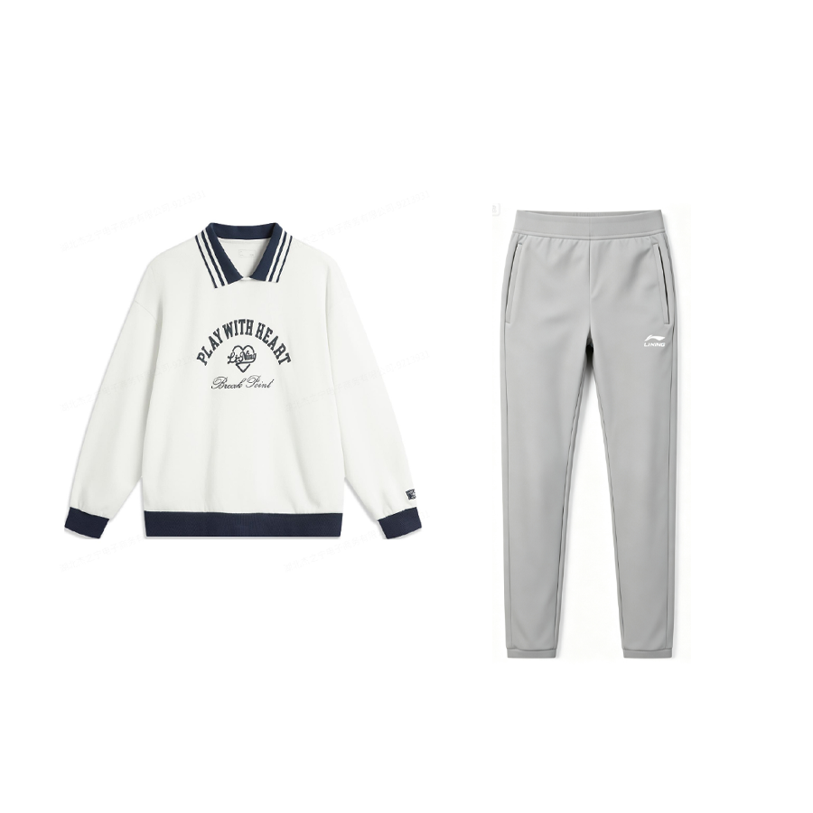 Li-Ning Li Ning Sweatshirt Sets Women's Lapel Moderate Short Skirt