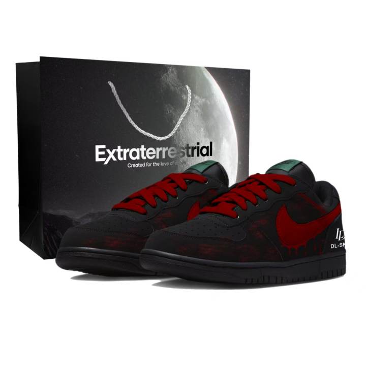 Nike Nike Big Skateboard Shoes Unisex Low Top Black Red Color Block