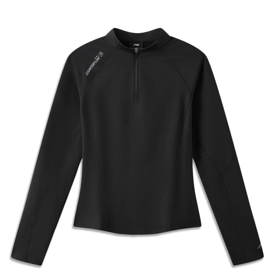 Li-Ning Li Ning Outdoor CF Tracing T Shirts Women's Black Half Turtleneck Moderate Nipped In Waist