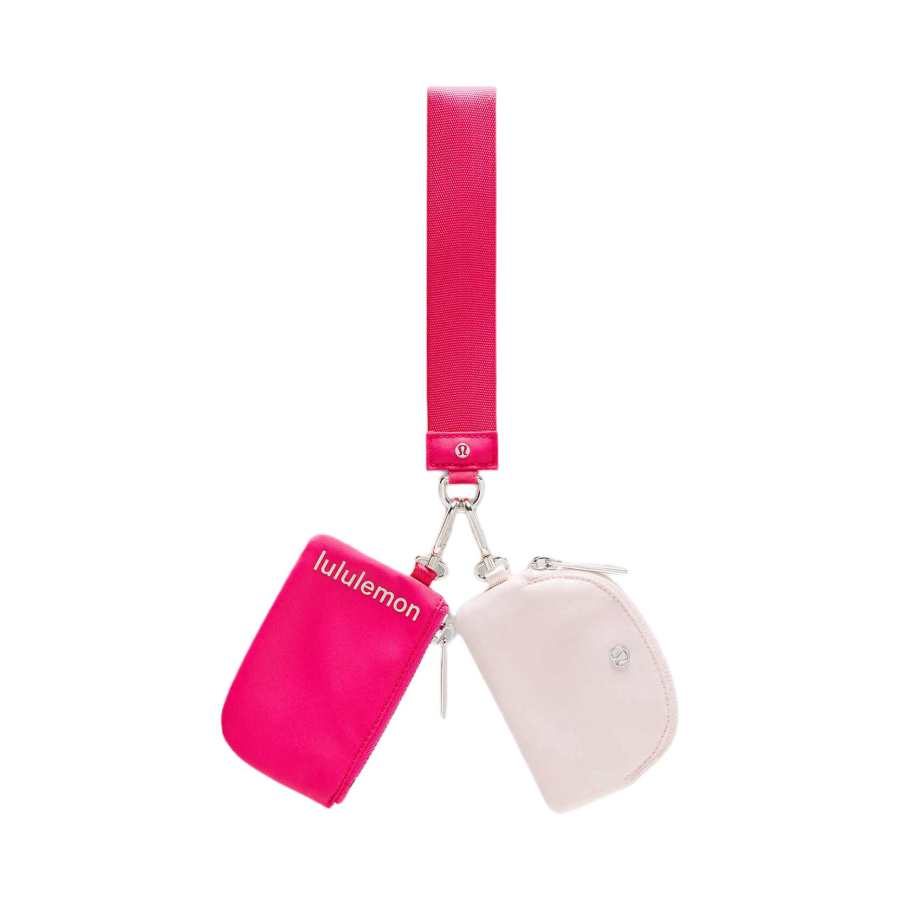 Lululemon Dual Pouch Coin Purses Flamingo Fun Color Pink/Pearl Powder/Silver