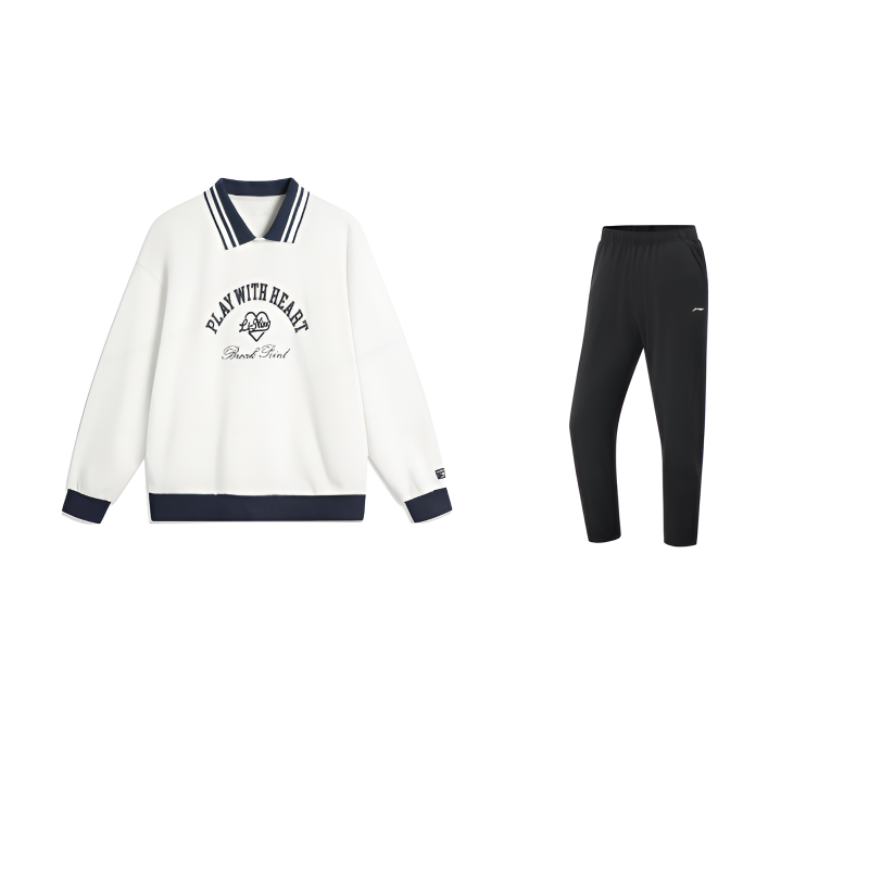 Li-Ning Li Ning Sweatshirt Sets Women's Lapel Moderate Midi Dress